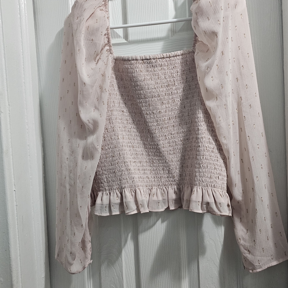 Express Light Pink And Gold  Smocked Bodice Too Size Large